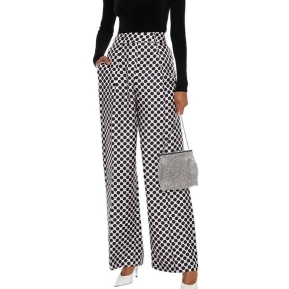 ALEXANDRE VAUTHIER Pants - ALEXANDRE VAUTHIER POLKA DOT SILK WIDE LEG PANTS